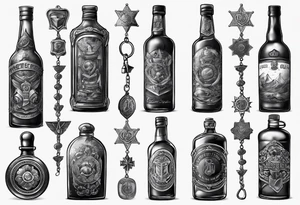bottle and army tags tattoo idea