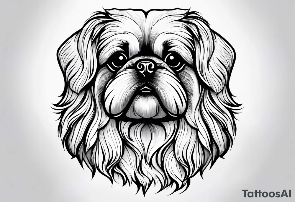 The contour of the face of a pekingese with shih tzu mixed race god. Nothing besides the face. As minimalist as possible. More minimalist! Make it a one line drawing. tattoo idea