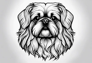 The contour of the face of a pekingese with shih tzu mixed race god. Nothing besides the face. As minimalist as possible. More minimalist! Make it a one line drawing. tattoo idea