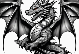 Dragon wrapped around a sword tattoo idea