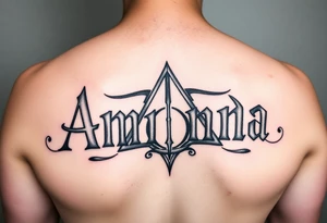 Amanda name with Harry Potter deathly hallows tattoo idea
