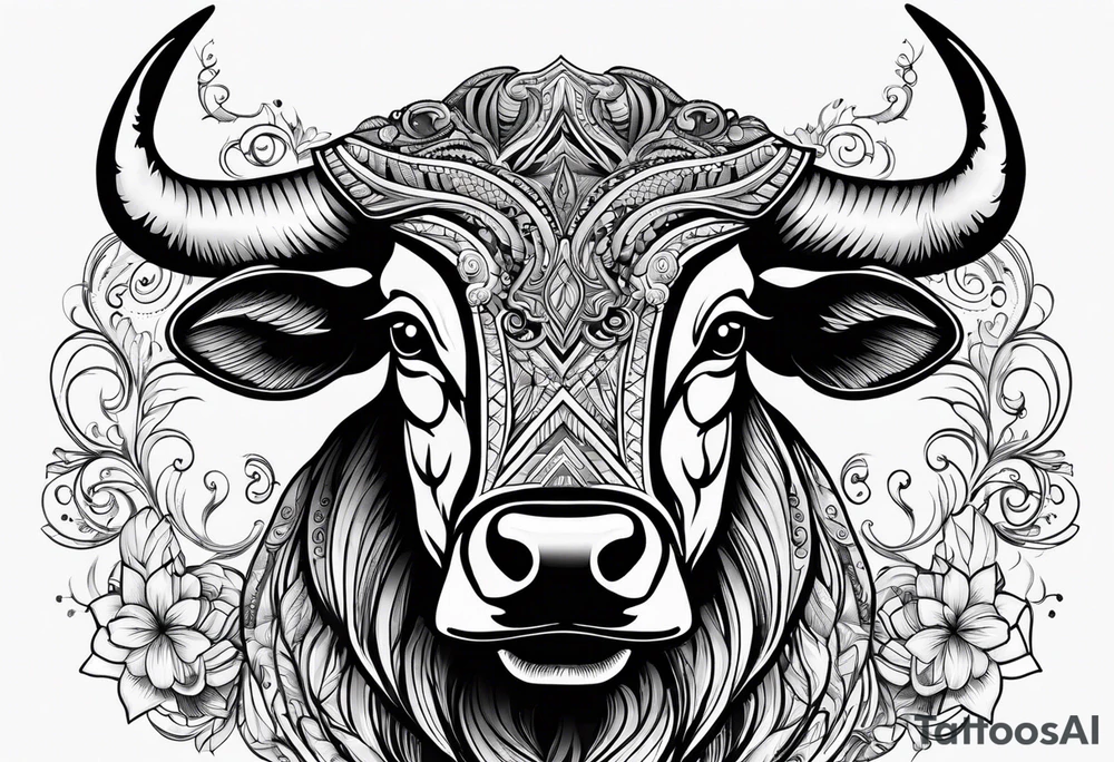 a psychedelic bull tattoo idea