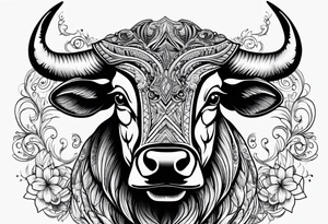 a psychedelic bull tattoo idea