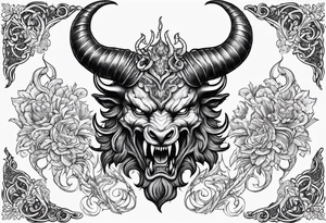 Horned Devil fighting with filigree tattoo idea