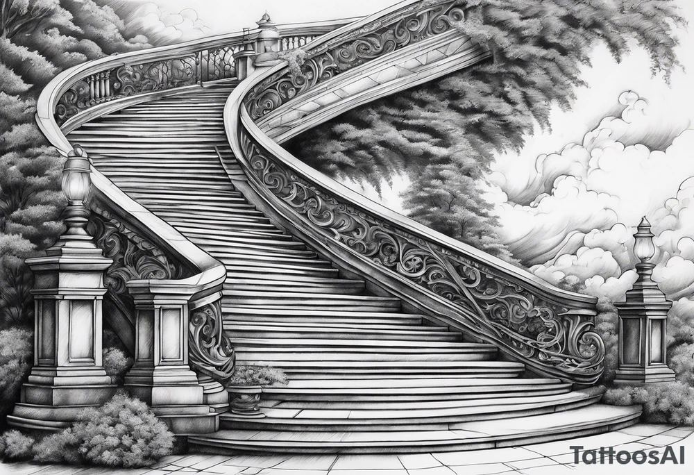 grand winding stairway to heaven tattoo idea