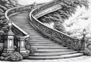grand winding stairway to heaven tattoo idea