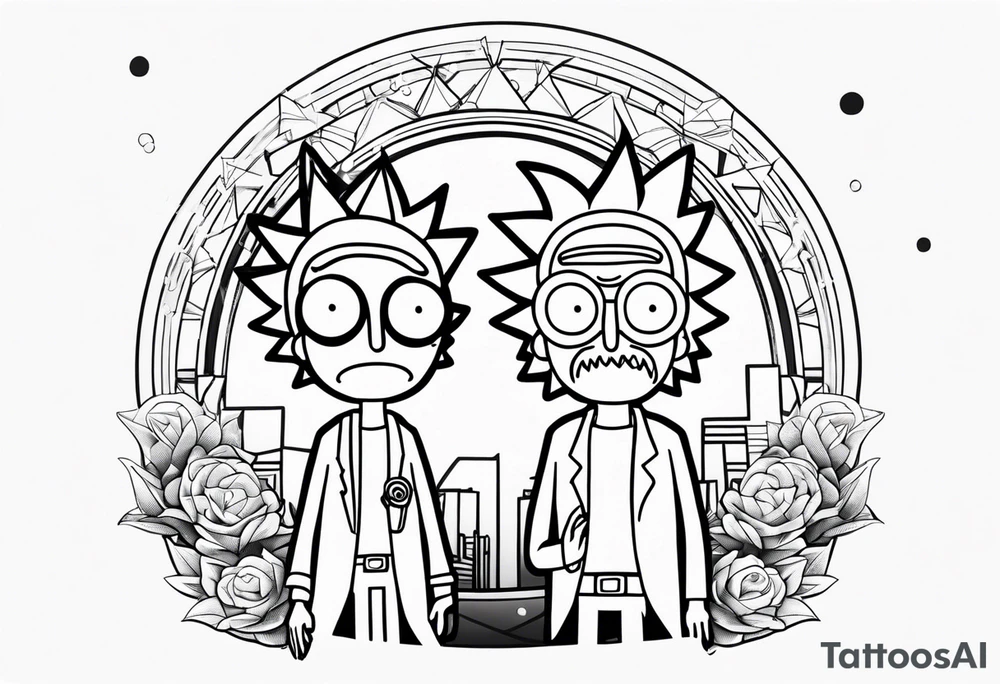 Ricky e morty minimalista tattoo idea