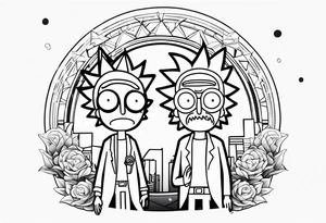 Ricky e morty minimalista tattoo idea