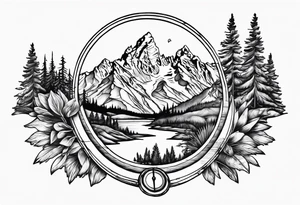 grand Teton mountains with compass tattoo idea