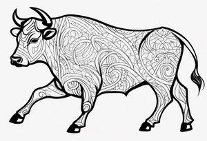 realistic laying bull body tail tattoo idea