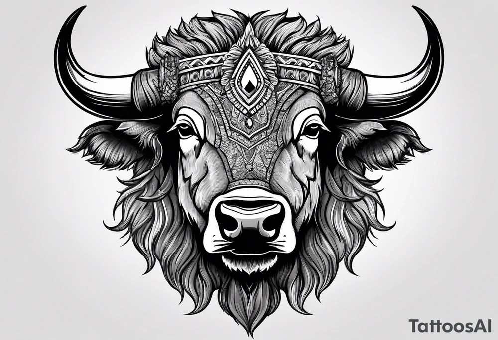 Bison head outline tattoo idea