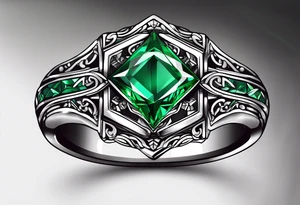 Emerald tattoo ring finger wedding band tattoo idea