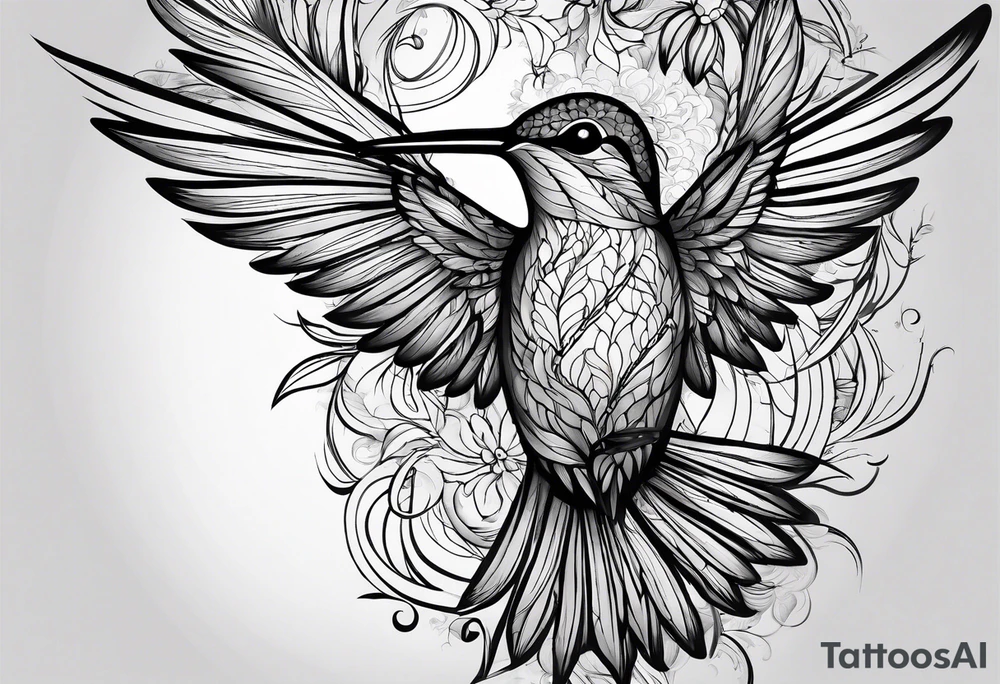 Black hummingbird tattoo for traveler tattoo idea