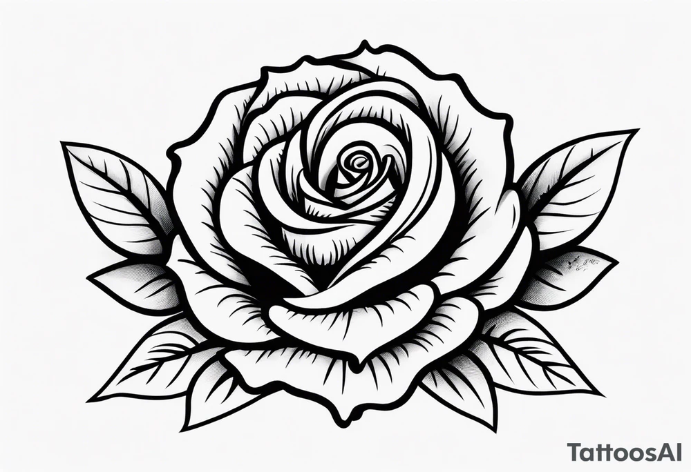 traditional style rose tattoo with the number 5 hidden in it. make the 5 less hidden tattoo idea