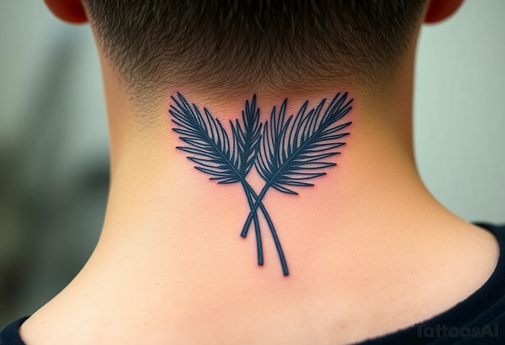 large woven palm leaves tattoo idea