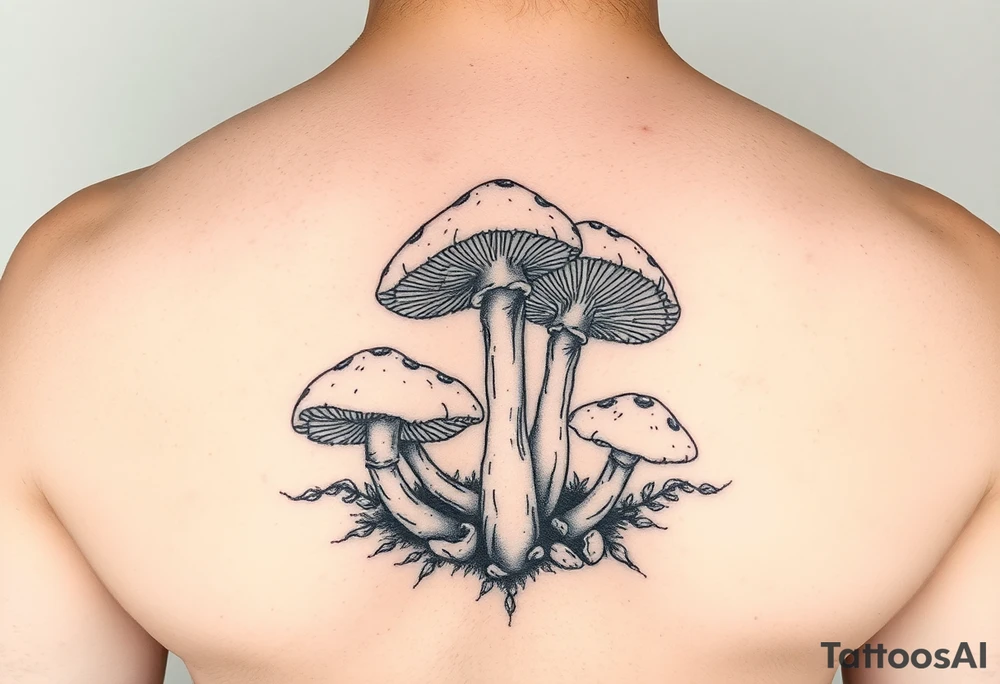 Mushrooms opening up the veil and showing what's beyond our perceivable world tattoo idea