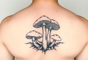 Mushrooms opening up the veil and showing what's beyond our perceivable world tattoo idea