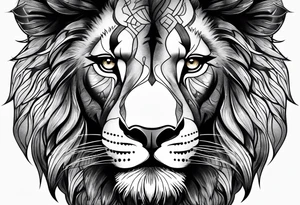 Africa continent lion face tattoo idea