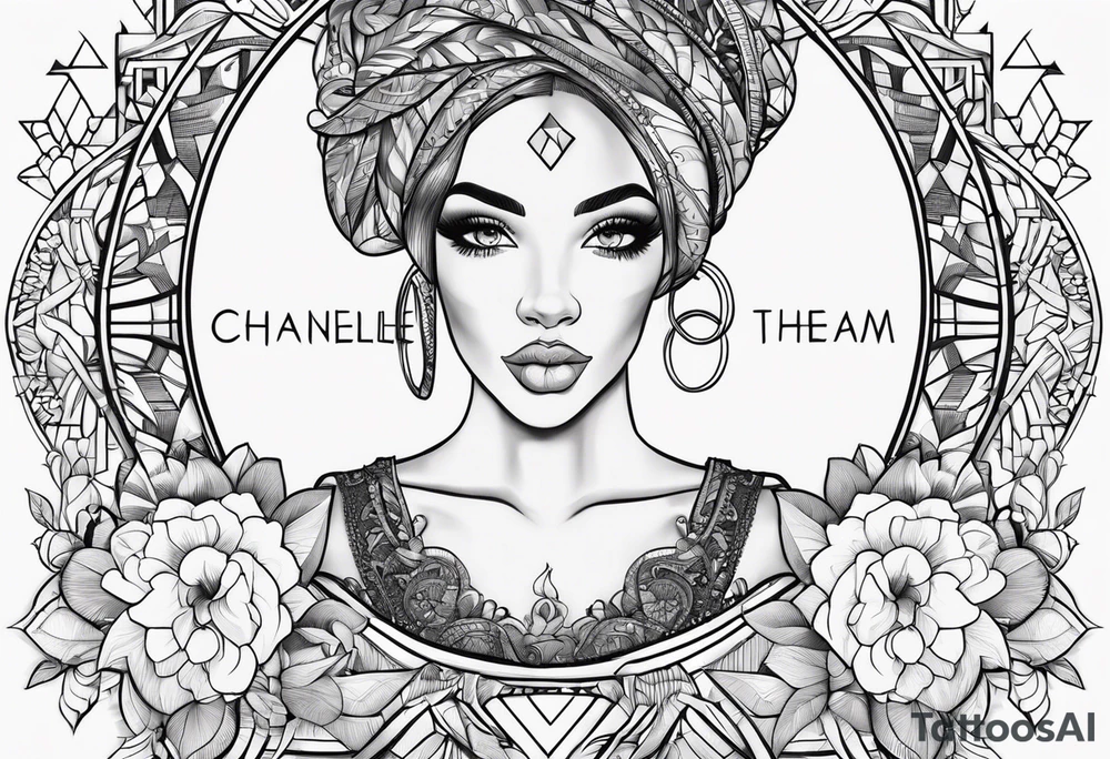 Bambie theam with the name chanelle in the middle tattoo idea