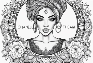 Bambie theam with the name chanelle in the middle tattoo idea
