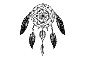dreamcatcher, with feathers, authentic tattoo idea