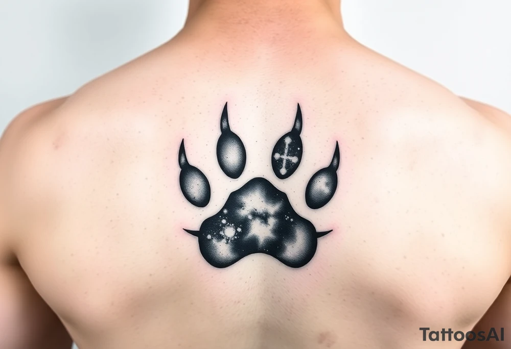 Dog paw print nebula tattoo idea