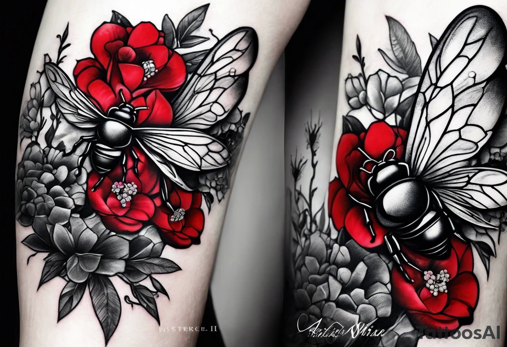 A forearm tattoo of a ruby gemstone and a honey bee tattoo idea A forearm tattoo of a ruby gemstone and a honey bee tattoo idea