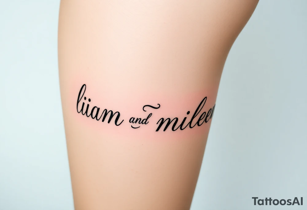Lettering with the word s liam and mileena tattoo idea