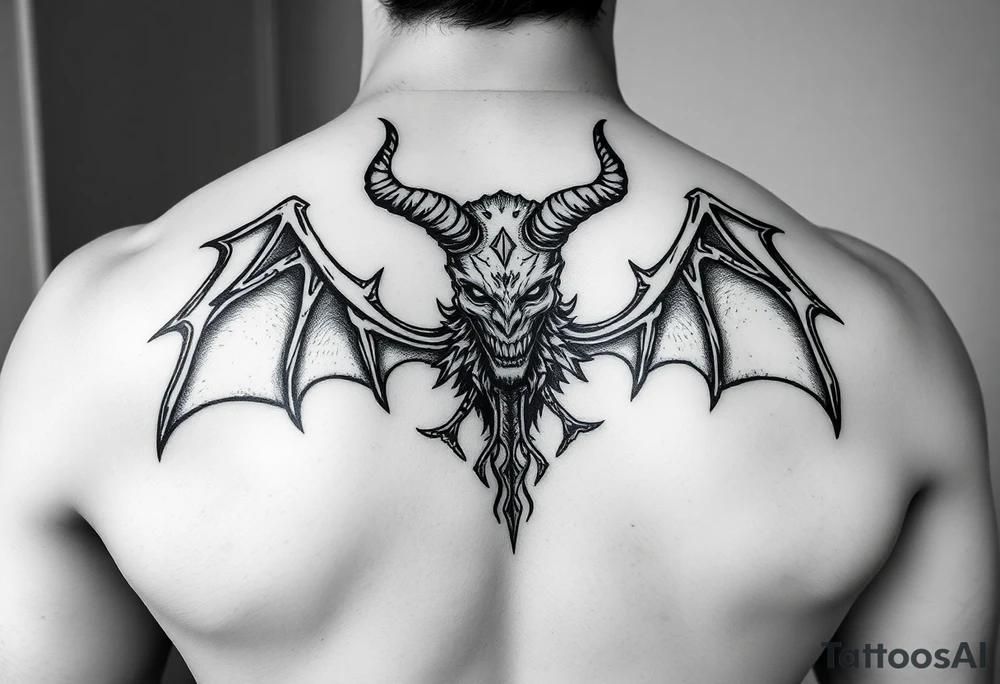 Joshua Esquivel/capricorn/strong and demonic full back tattoo idea