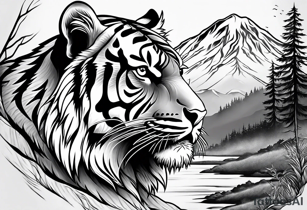 tiger mountain tattoo idea