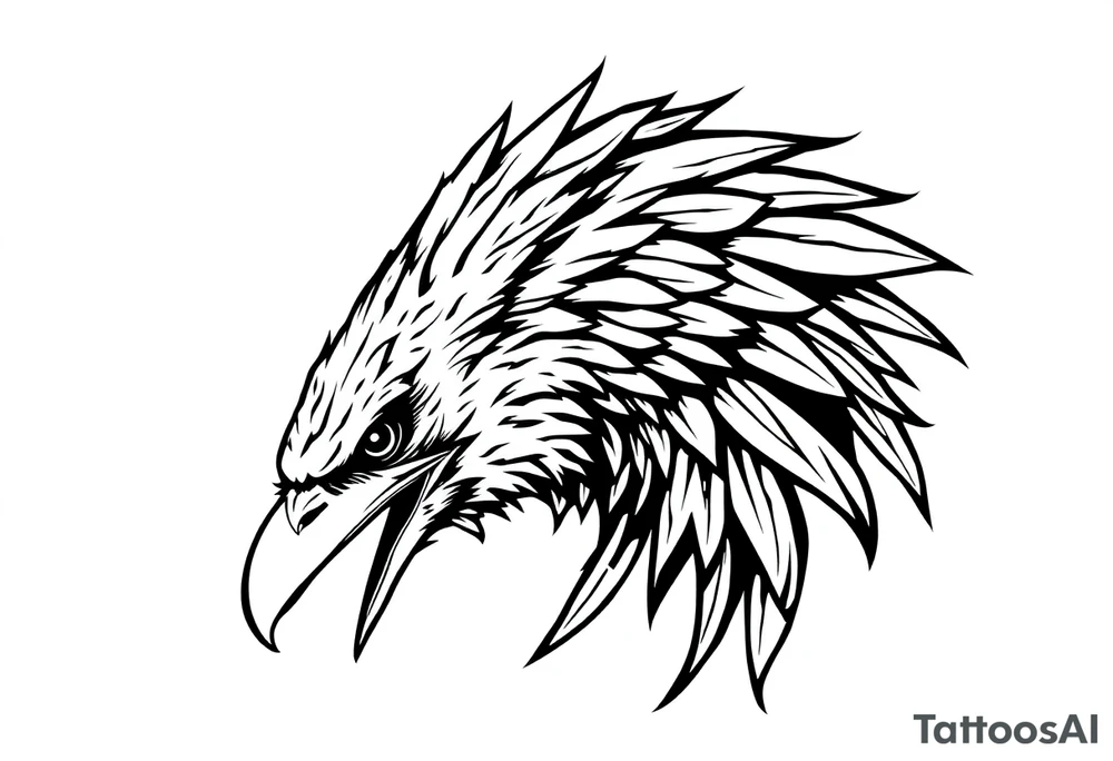 linear abstract raven tattoo idea