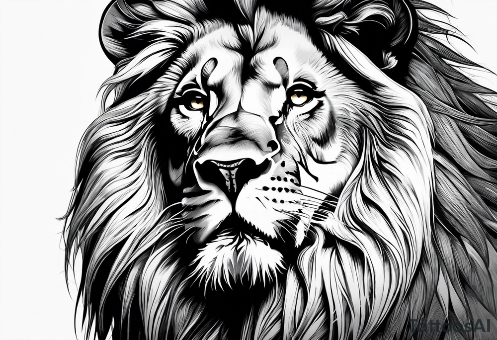 powerful majestic lion, close-up tattoo idea