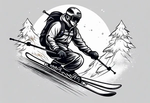 powder mountain skier small cartoon tattoo idea