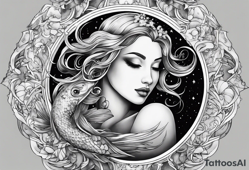 Pisces in a full moon tattoo idea