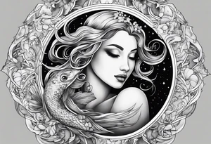 Pisces in a full moon tattoo idea