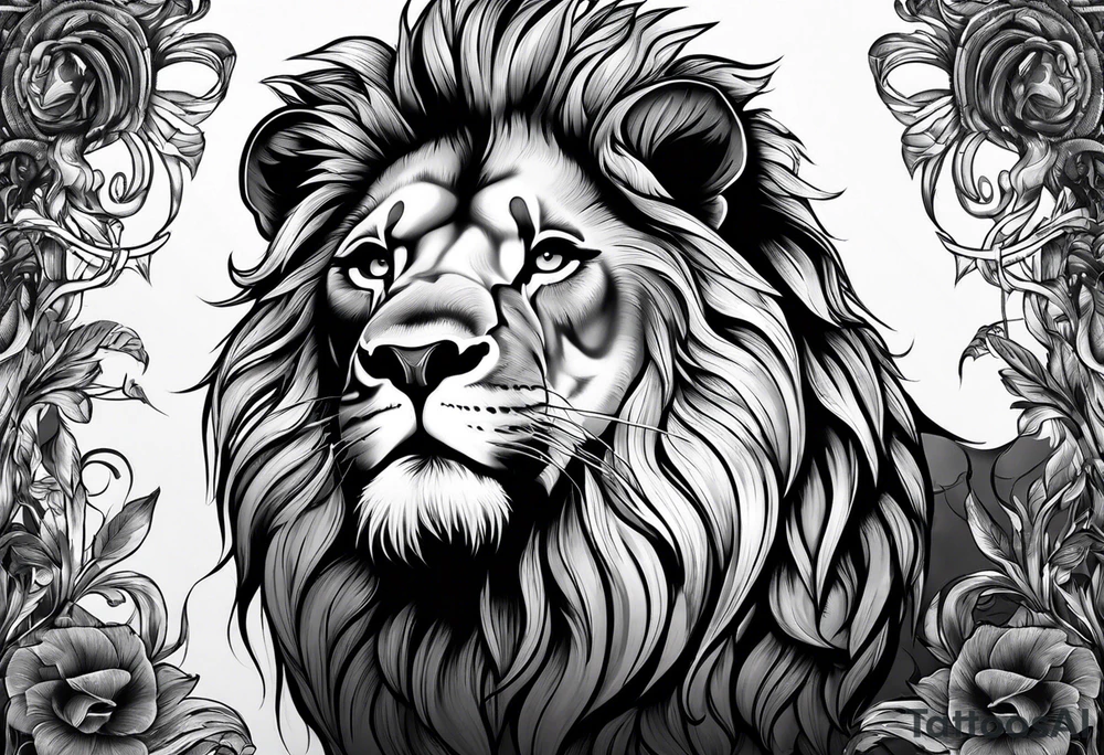 lion with snake hair tattoo idea