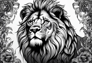 lion with snake hair tattoo idea