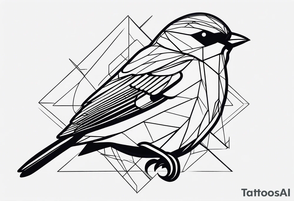 Geometric small bird minimal lines tattoo idea