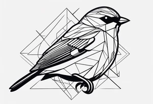 Geometric small bird minimal lines tattoo idea