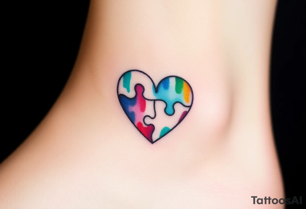 autism heart puzzle shape symbol tattoo idea