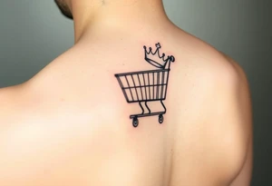 A small shopping cart with a princess crown 
On the side tattoo idea
