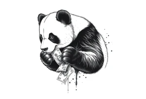 panda counting money tattoo idea