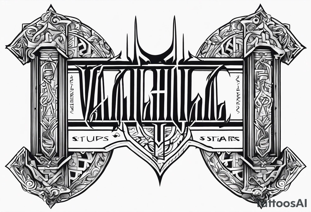 Valhalla stairs sword chains tattoo idea