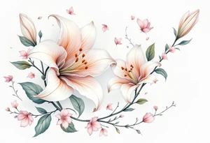delicate lilies swirling in frost with petals tattoo idea