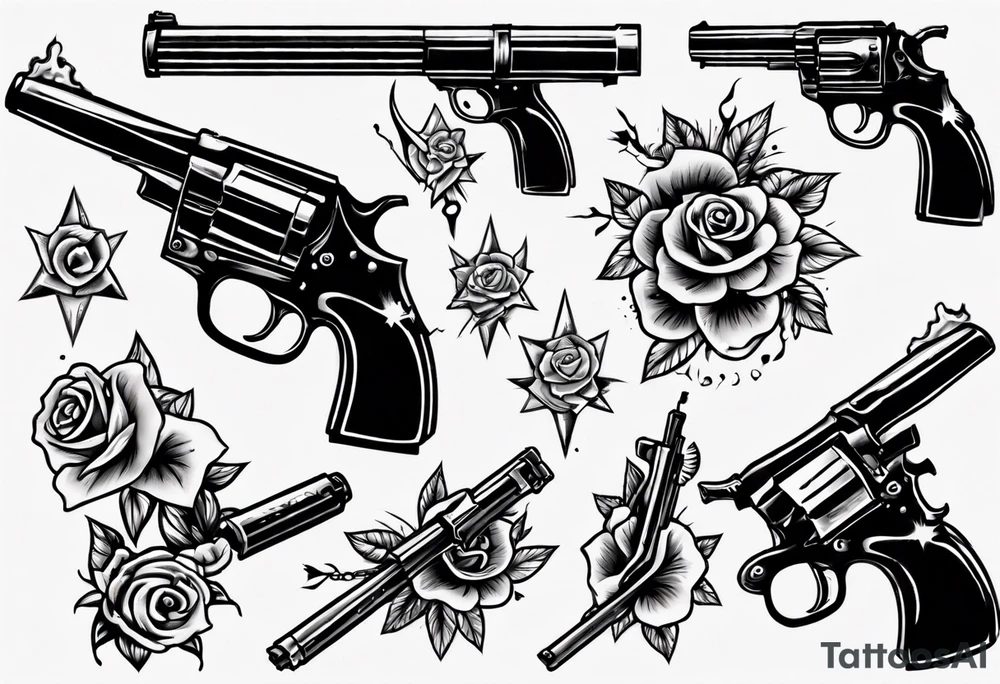 gun with blood tattoo idea
