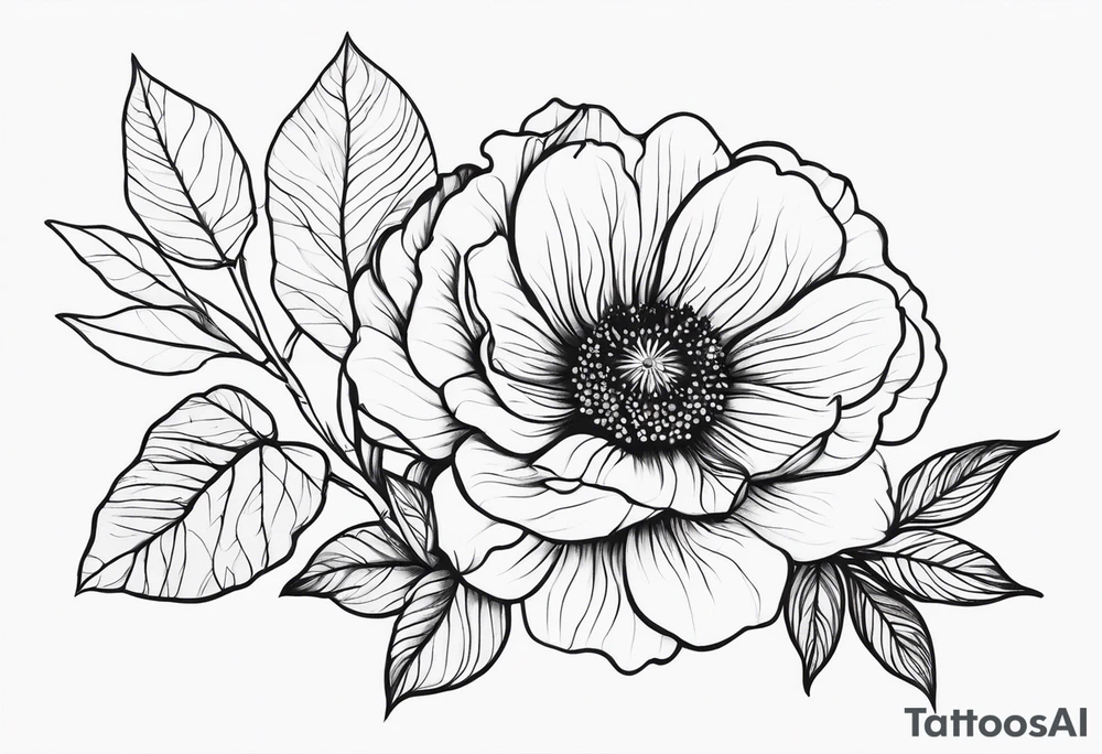 one simple and not too detailed flower in black and white tattoo idea