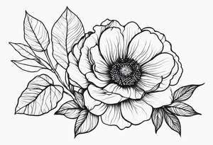 one simple and not too detailed  flower in black and white tattoo idea