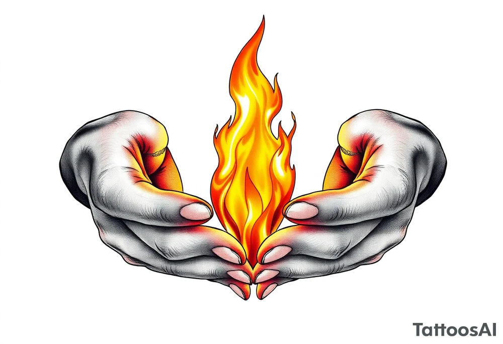 Fire between hands tattoo idea