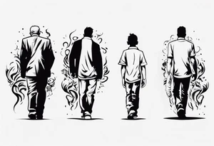 Father and son walking side by side tattoo idea