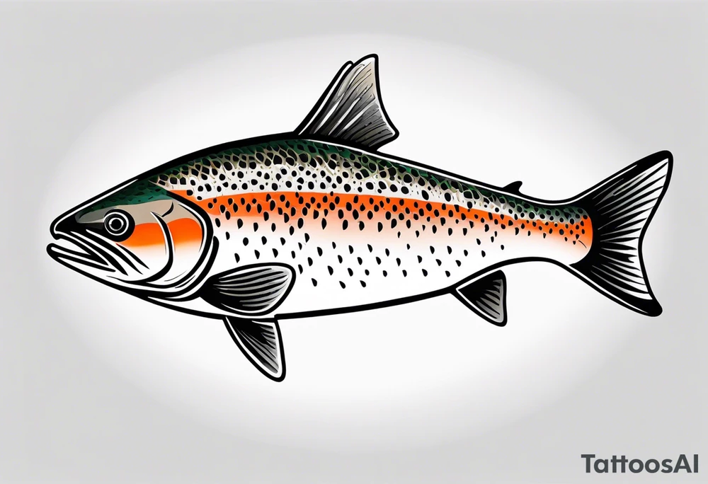 A small tattoo with a shaded trout 
 drawn with fine lines. tattoo idea